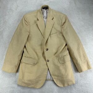 Jos. A. Bank Linen Blend Blazer Mens 38R Yellow Single Breasted Slim Fit